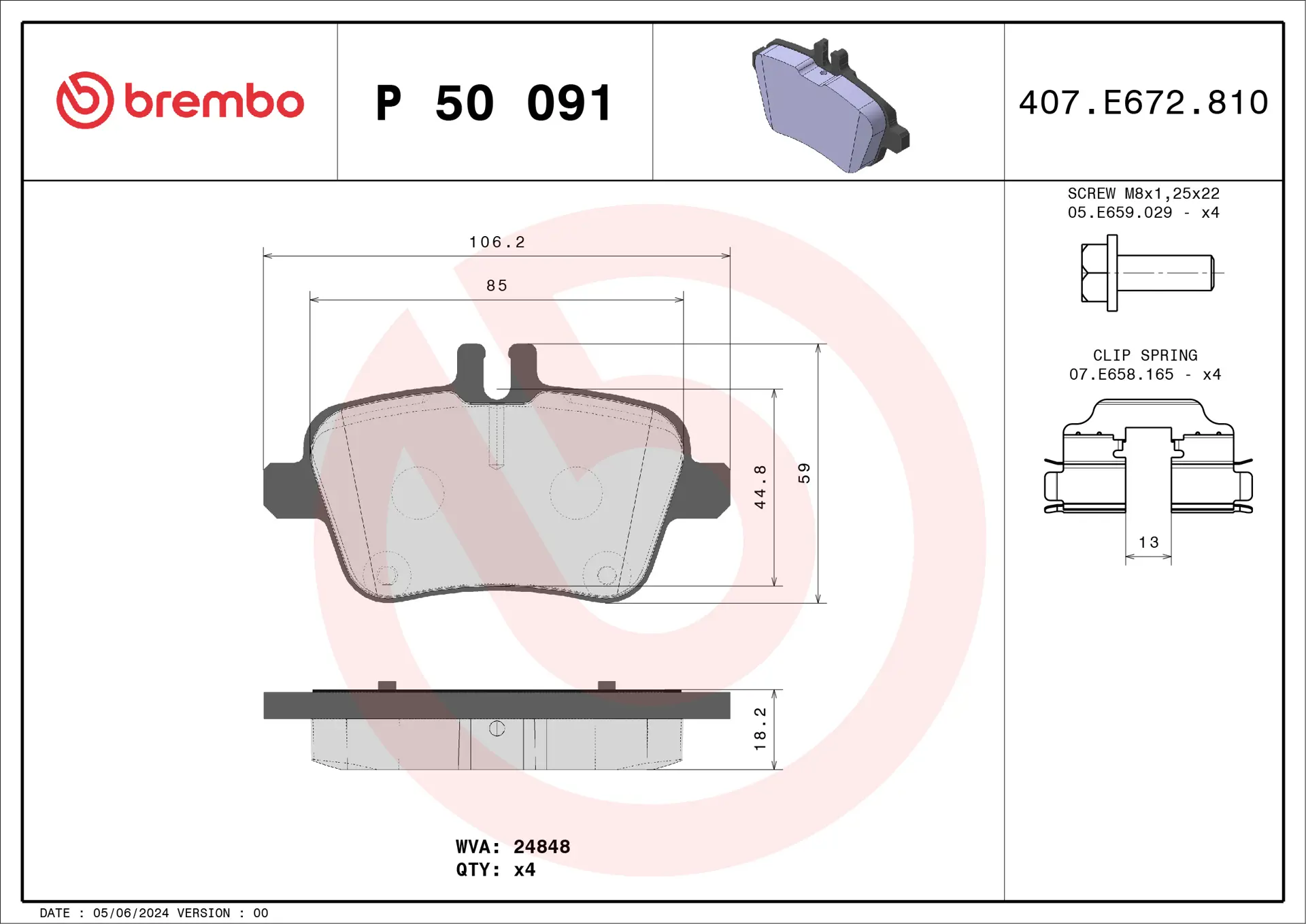 Pastilha de Freio Traseiro Brembo Mercedes - P50091 - Imagem 4