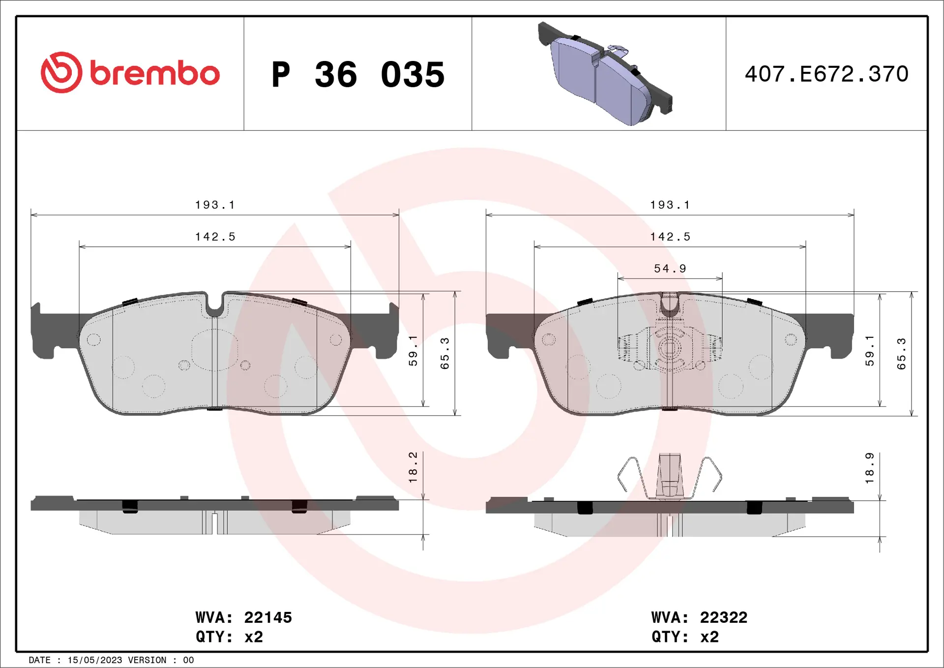Pastilha de Freio Dianteiro Brembo Jaguar/Land Rover - P36035 - Imagem 4
