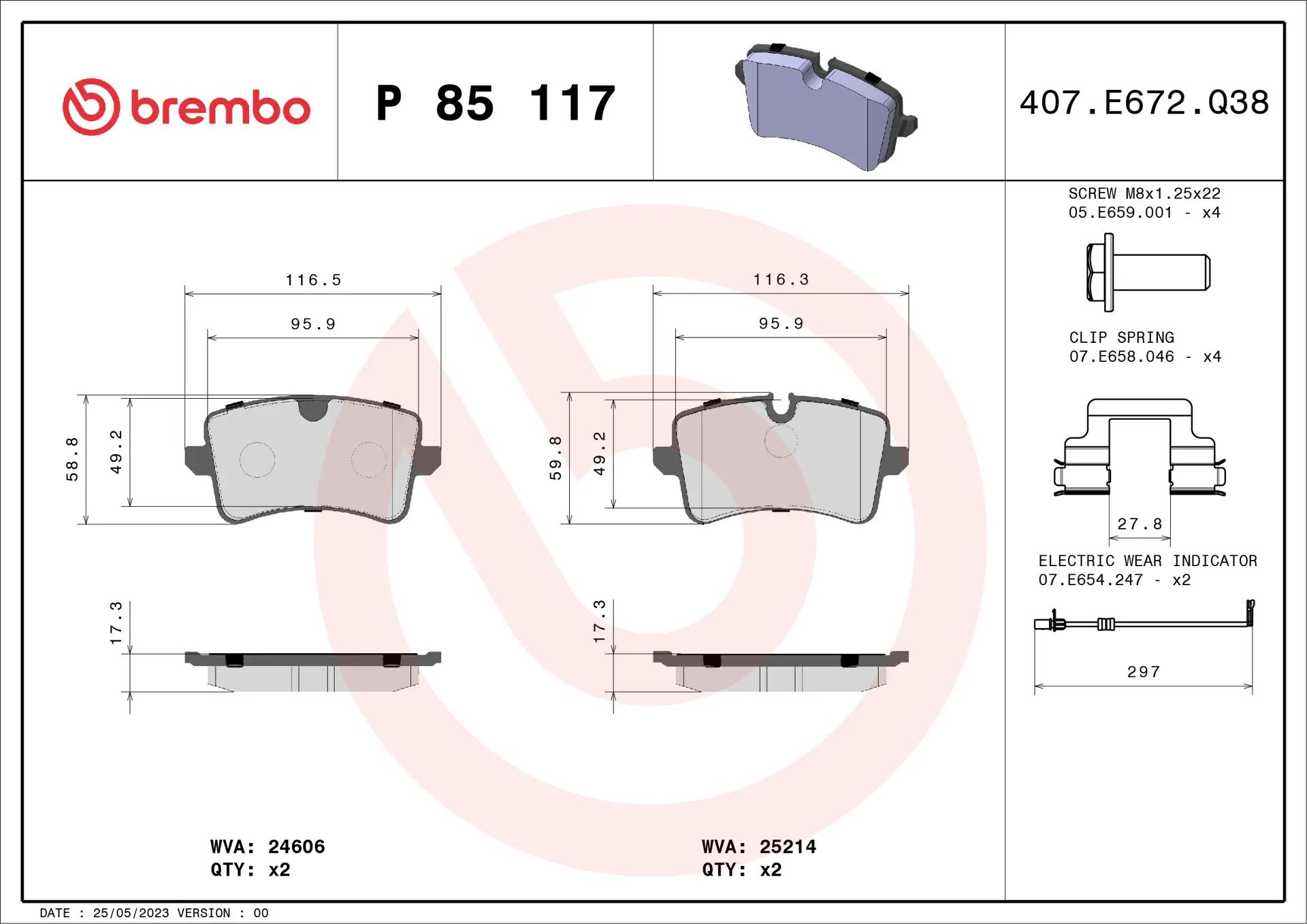 Pastilha de Freio Traseiro Brembo AUDI - P85117 - Imagem 4
