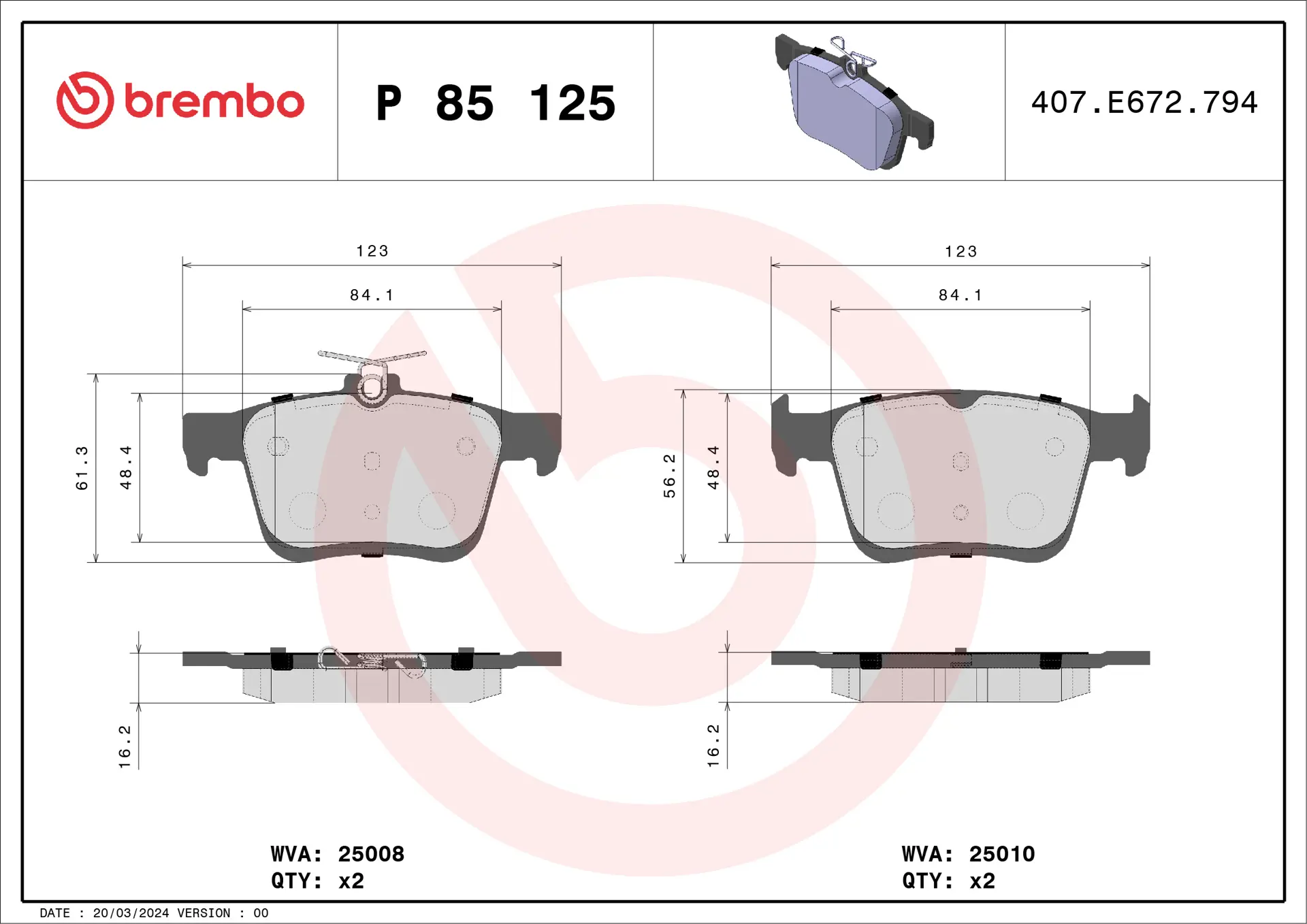 Pastilhas de Freio Traseira Brembo A3/TT Golf/Jetta - P85125 - Imagem 4