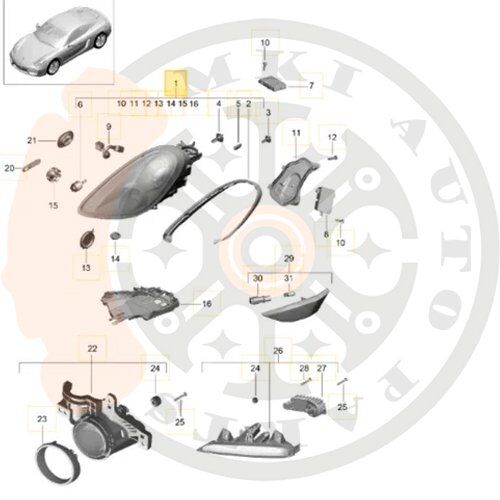 Módulo de Controle do Farol — Porsche 911 / Cayman / Boxster — Código 991.618.321.04 — Original Porsche