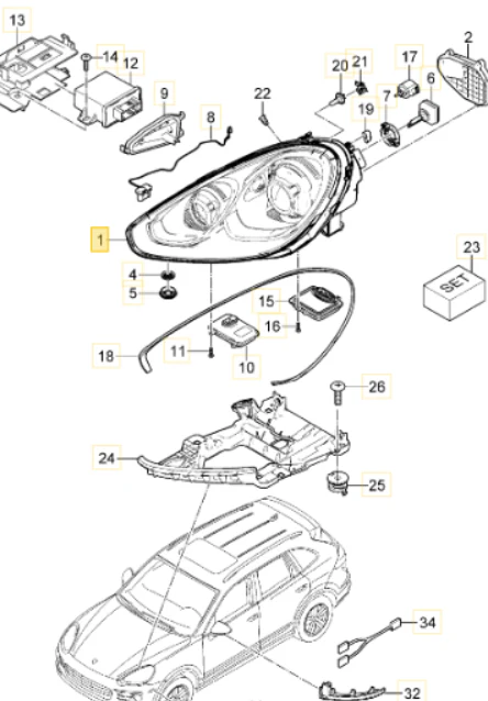 Farol Direito Porsche Cayenne E2 - 958941030P - Original - Imagem 2