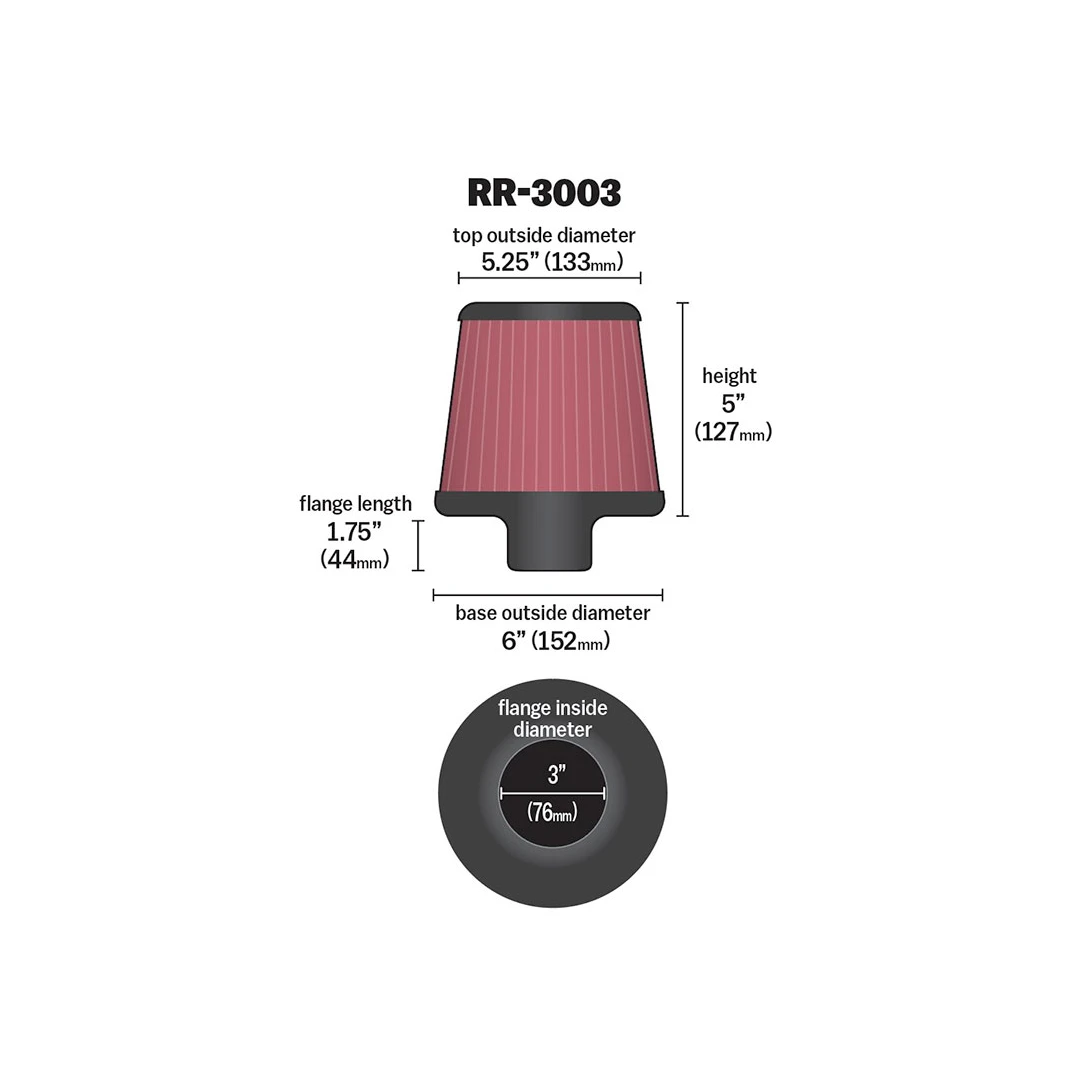 Filtro Esportivo Universal Invertido - RR-3003 - K&N - Imagem 2