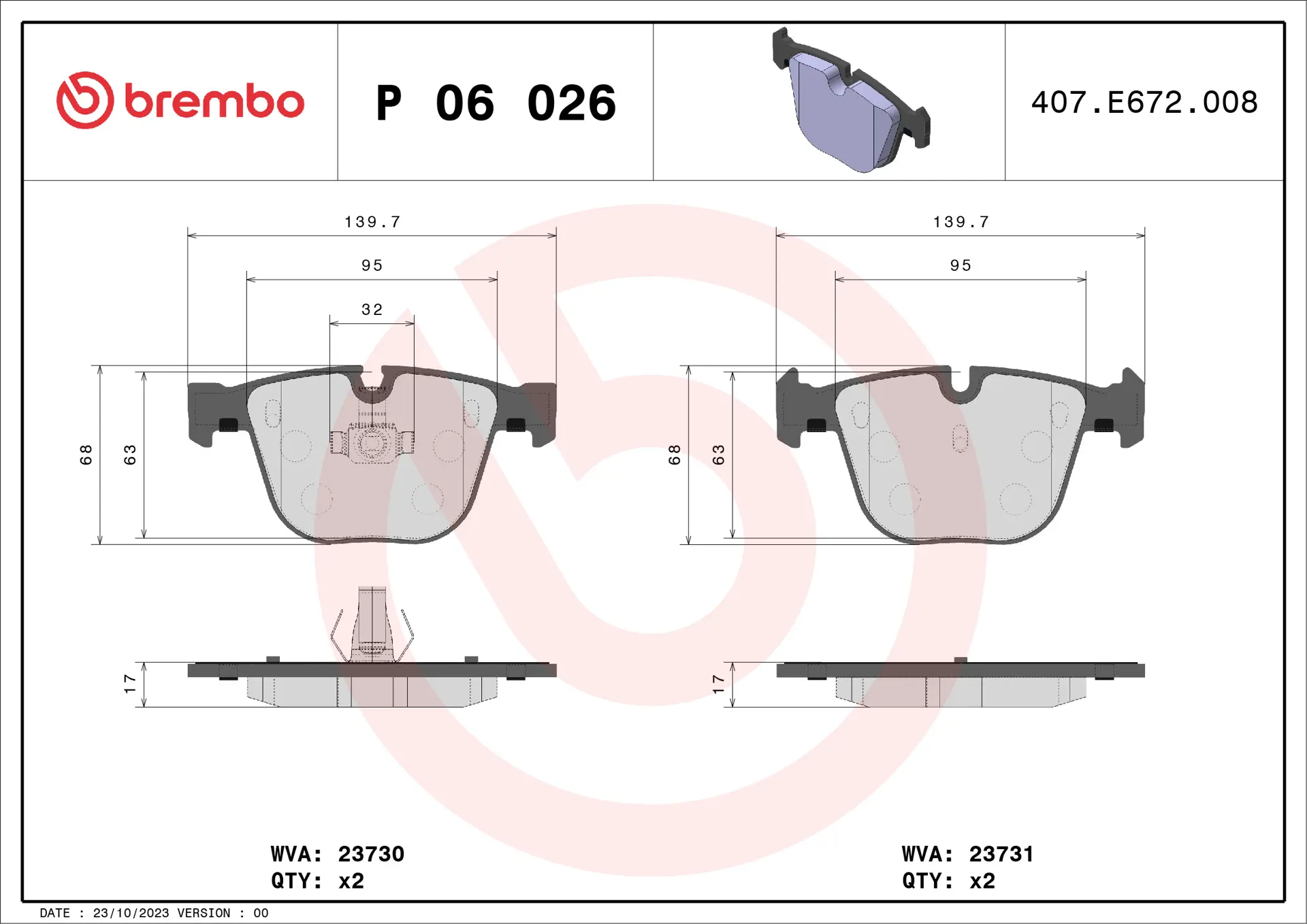 Pastilhas de Freio Traseira Brembo BMW - P06026 - Imagem 4