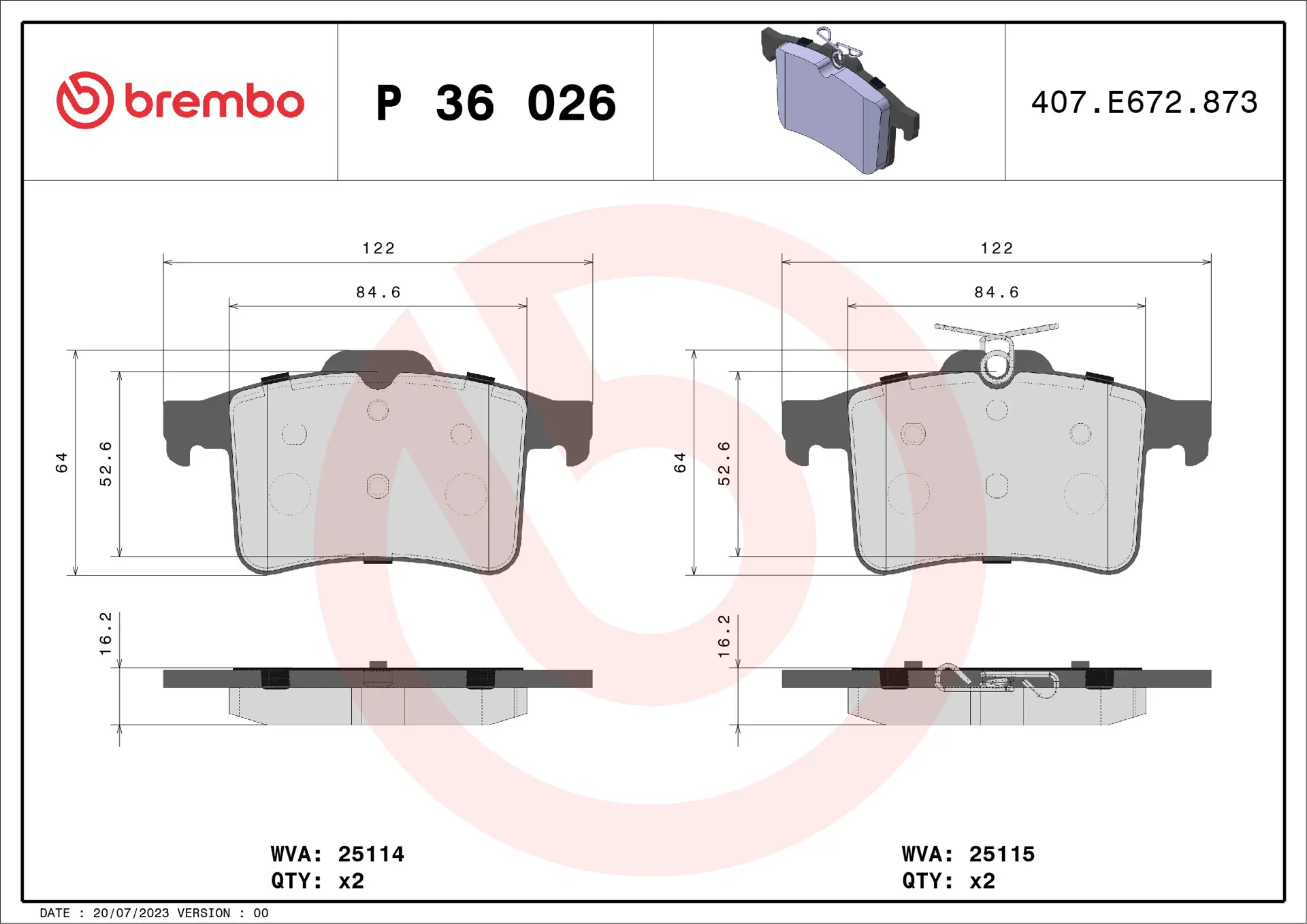 Pastilha de Freio Traseiro Brembo Land Rover/Jaguar- P36026 - Imagem 4